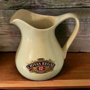Chivas Regal Aged 12 Year Scotch Whisky Ceramic Pitcher Pub Jug Barware Vintage.